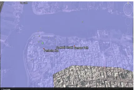 Fig. 3 Karad Junction on Google Earth Affected Area By Flood 