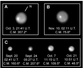 Figure 3:  Large bright features in Neptune in 2014. (A) Pic du Midi and (B) Robo-AO  observations of a bright feature in Neptune in 2014