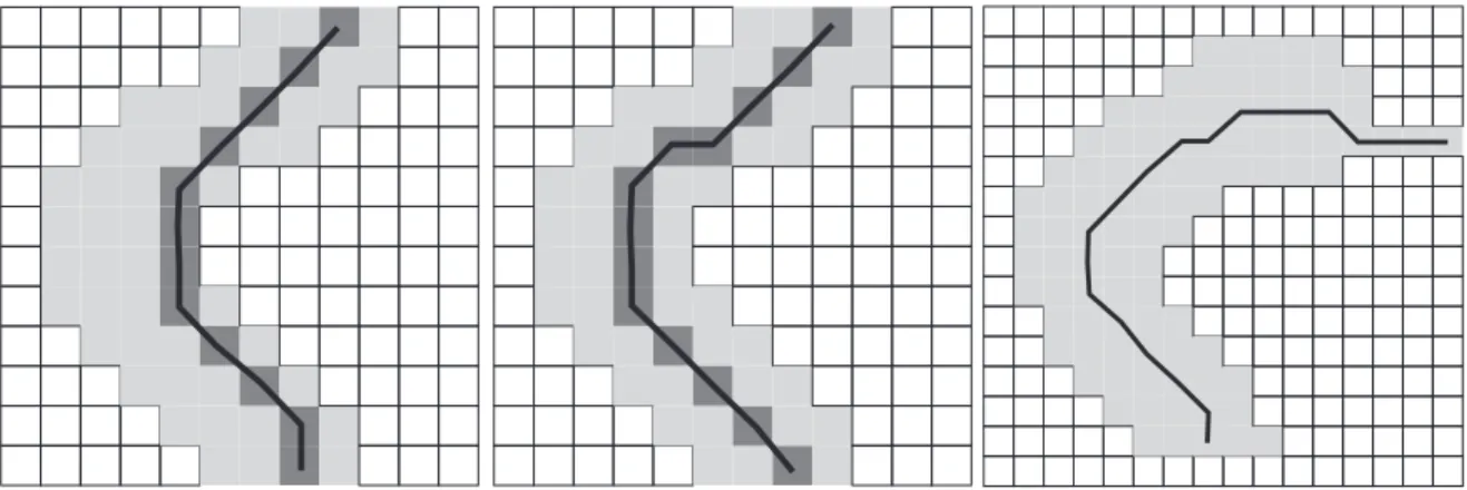 Figure 3.2: (a). The shortest path between the molecule ends when edge weight corresponds to its euclidean length