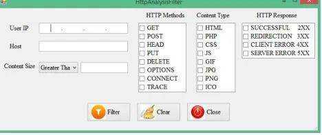 Fig. 5 HTTP Packet Filter module form  