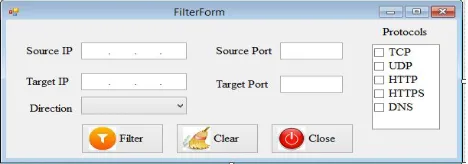 Fig. 4 Packet Filter module packets parameters form 