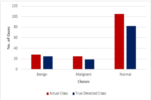 Fig.8 shows the plot of Actual class versus True detected class. The result shown in fig.6.4
