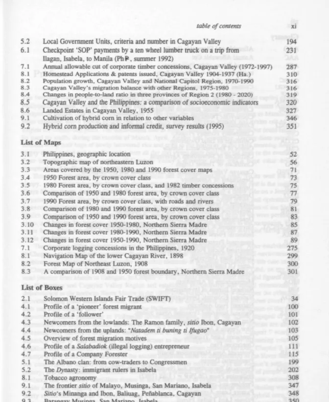 table ofcontents xi