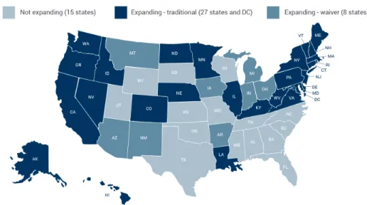 FIGURE 2.1: Medicaid Expansion Status by State in 2019  