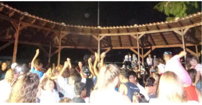 Figure 6: Celebration at the Open Theatre of Kara Tepe where SU AEGEE participants also joined.