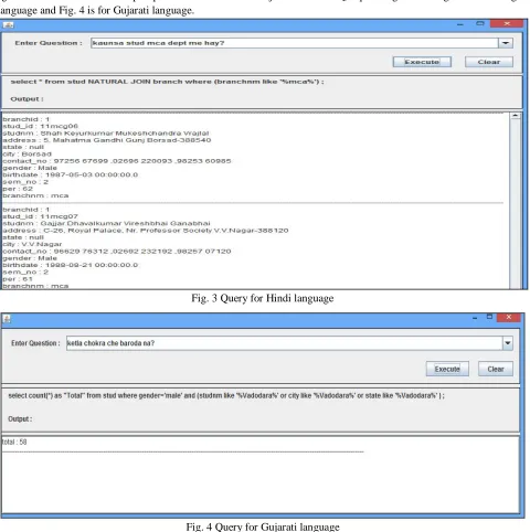Fig. 3 Query for Hindi language 