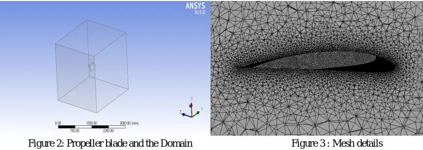 Figure 2 shows the propeller blade geometry and domain shape used in the CFD analysis and Figure 3 shows the mesh details