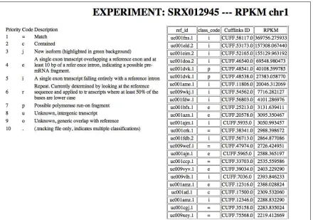 Figure 3.9: RPKM values for Chromosome 1 experiment SRX012945.