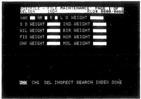 Fig.  3.  Screen  display  of the  Visijile  program  as  used  for  data  input  (photo  IPP)
