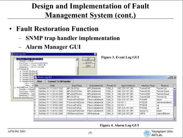 Figure 3. Event Log GUI