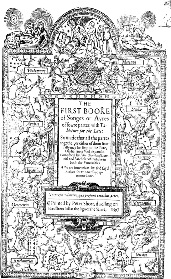 Figure 2: Title page of Dowland’s First Booke of Songs or Ayres 