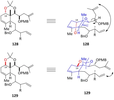 Figure 9: Proposed conformational restraints to effect a the 10-membered ring  closing metathesis 