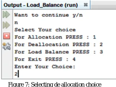 Figure 7: Selecting de allocation choice 