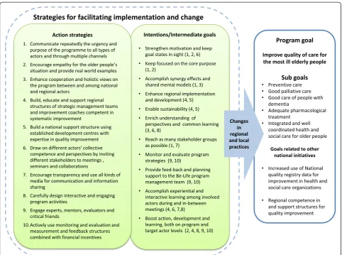 Figure 3 Strategies used by the Be-Life program management to facilitate implementation, change and sustainability.