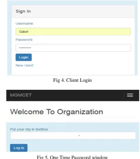 Fig 5. One Time Password window 