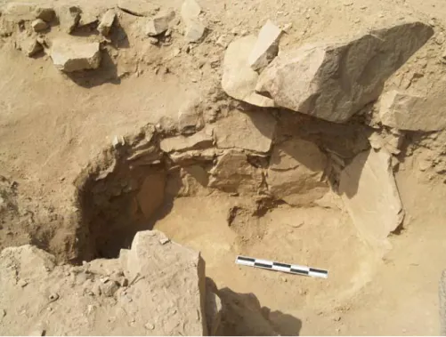 Figure 5.2.7. Feature 48, a circular, slab-lined cist tomb in Compound 3, patio Feature 34