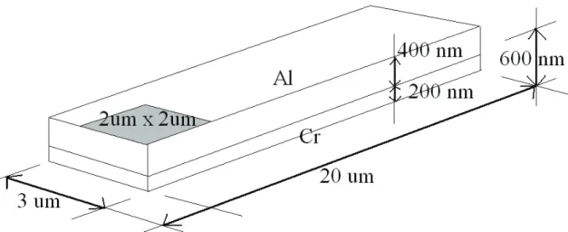 Figure 2.14 Model geometry for the simulation. The shaded area assumed to have an  illumination