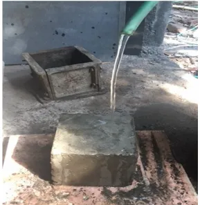 Figure no 2:- Spraying on a concrete cube. 