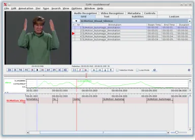 Figure 4: Automatically annotated visual silence in a very short video clip in ELAN. The window shows a typical viewwhere there is one automatically generated tier by placing a threshold on the numerical silence values