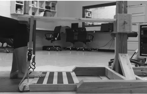 Figure 4.2 Experimental setup for collecting MVIC data. The participant’s hip, knee, and ankle will be  flexed to 90 degrees