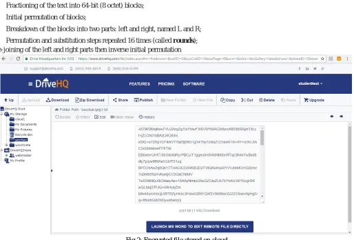Fig 2: Encrypted file stored on cloud 