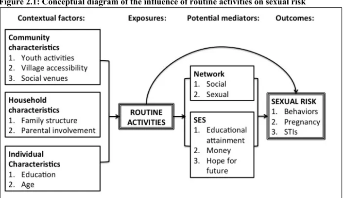 Figure 2.1: Conceptual diagram of the influence of routine activities on sexual risk 