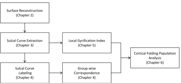 Figure 1.1: A schematic overview of the whole pipeline. A detailed discussion of the individual components is made for each corresponding chapter.