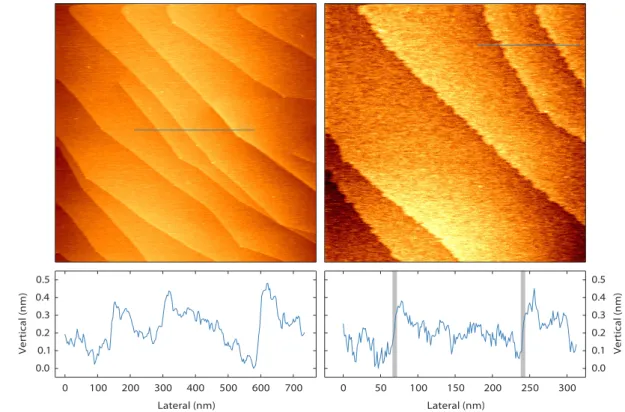 Figure 2.4. Mono-atomic steps on a Ag(111) single crystal at room temperature. No post processing has been performed except for line-by-line background subtraction
