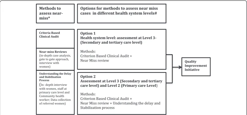 Figure 1 Methods and options to assess near-miss cases. *Existing methods to conduct near-miss assessment based on structured review.#Options identified based on stakeholders consultation.