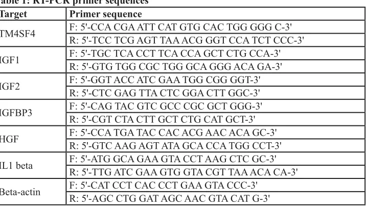 Table 1: RT-PCR primer sequences  