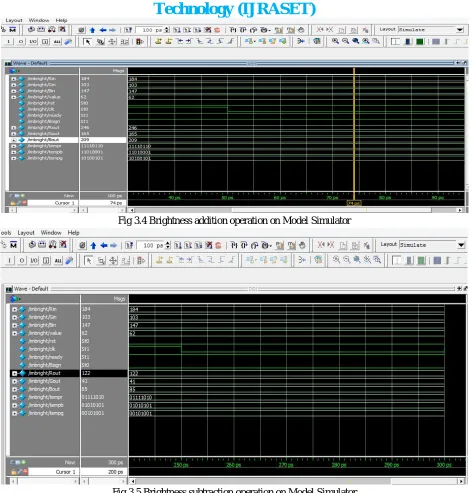 Fig 3.5 Brightness subtraction operation on Model Simulator 