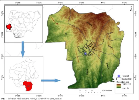 Fig. 1 Elevation map showing Adeoyo Maternity Hospital, Ibadan