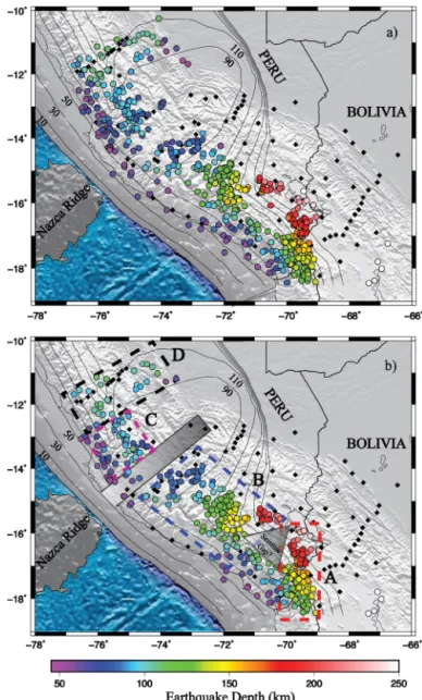 Fig. 2. Earthquake hypocenters calculated using (a) single event location method (b) relative relocation method