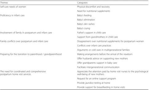 Table 2 Summary of themes and categories from the findings