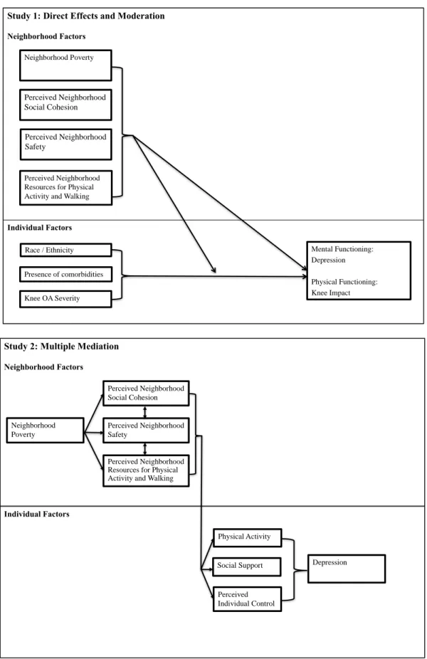 Figure 1. Conceptual models for Studies 1 and 2 