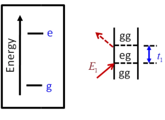 Figure 2.1: Feynman diagram for linear absorption of a two generally treated as a classical field governed by an envelope function,