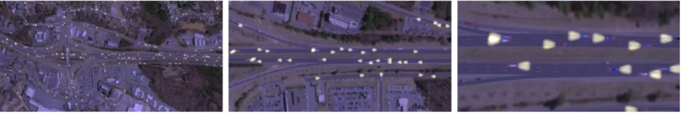 Figure 1.1: A road network created by my method with simulated traffic.