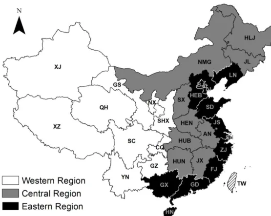 Figure 4 Chinese Provinces and Centrally Administered Municipalities 
