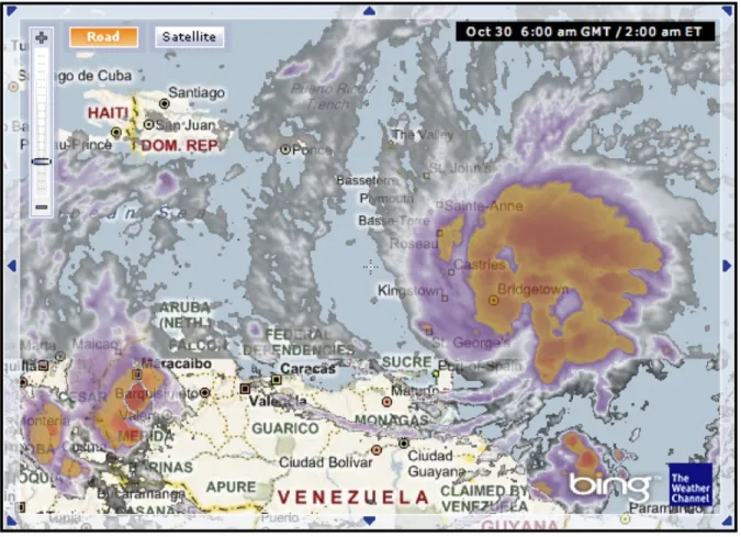 Figure 1.2  Screenshot of Hurricane Tomas 2am Eastern Time October 30, 2010 