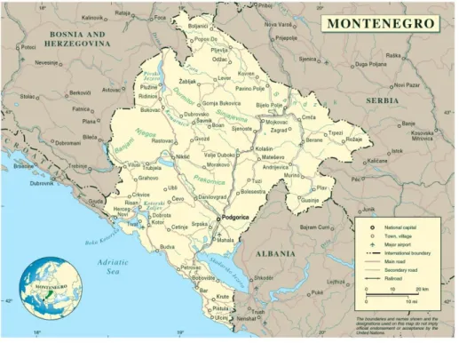 Figure 1: Political Map of Montenegro (Source: mapsland.com) 