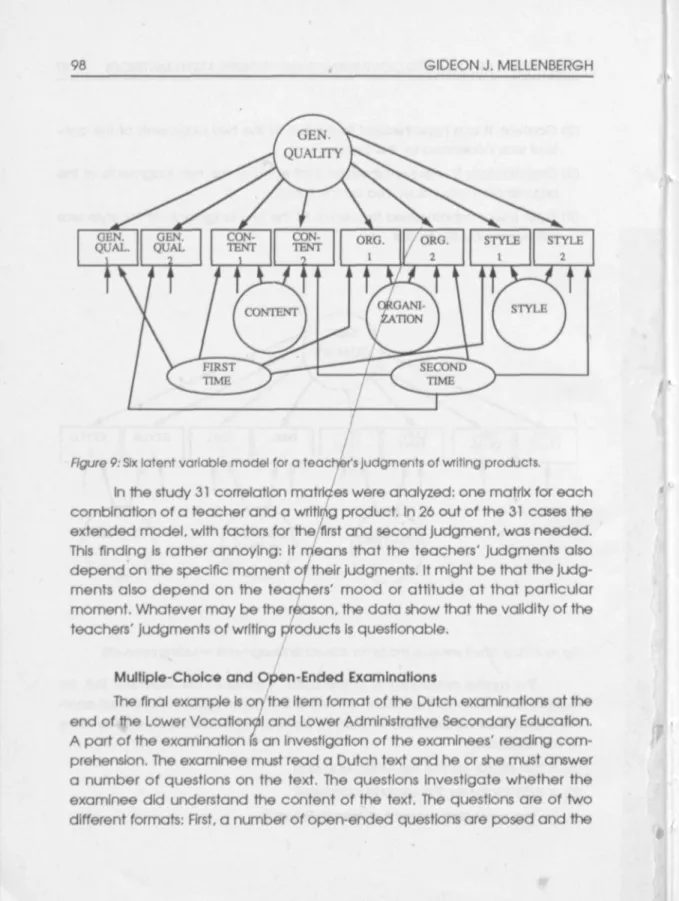 Figure 9: Six latent variable model for a teacfyer's judgments of writing products.