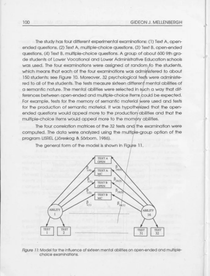 Figure 11: Model for the influence of sixteen mental abilities on open-ended and multiple- multiple-choice examinations.