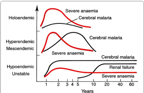 Fig. 2 Age patterns of average haemoglobin concentrations in young children in Demographic and Health Surveys (DHS) from four African countries with moderate to high malaria transmission (Reproduced from Crawley J, with permission [11])