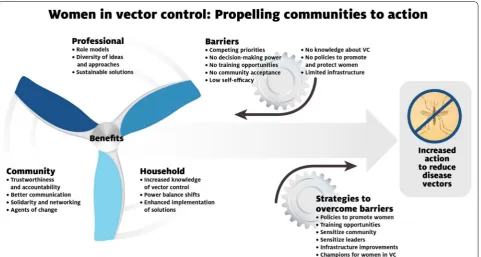 Fig. 1 Summary of benefits, barriers, and strategies generated by workshop participants to engage women as agents of change in vector control