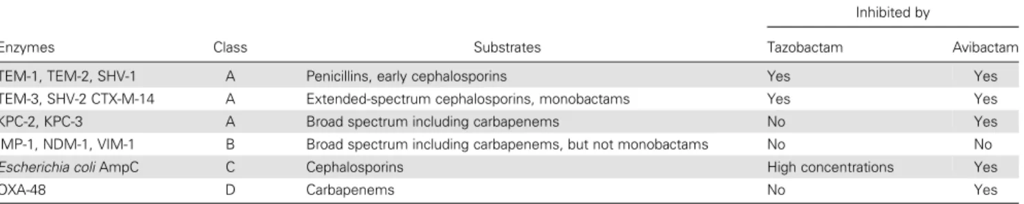 Table 1. Comparative In Vitro Inhibitory Activity of Tazobactam and Avibactam Against Selected β-Lactamases