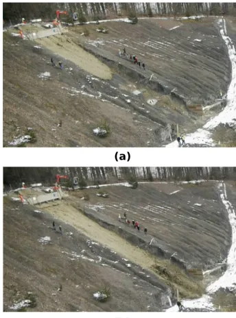 Figure 3. Screenshots of test 10: 3 s after release (a) and 6 s after release (b).