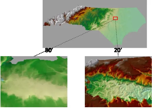 Figure 2.7 - Elevation Differences 80 ft  vs. 20 ft  in North Carolina 