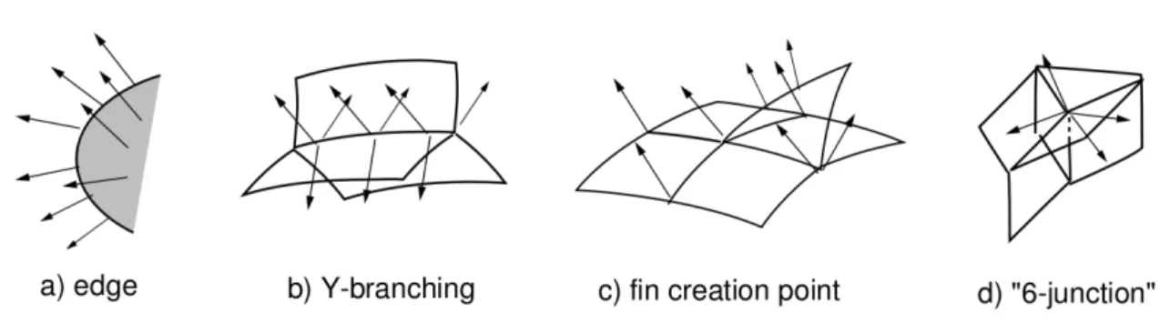 Figure 1.1. Generic medial axis strata in R 3 .
