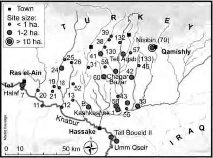 Fig. 9. Middle-Late Halaf (Halaf II) site distribution in the Khabur headwaters in north- north-eastern Syria