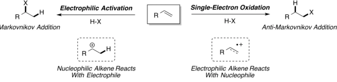 Figure 2.1.  Comparison of Intermediates and Selectivities of Reactive Intermediates Proceeding to  Produce Heterofunctionalized Products 